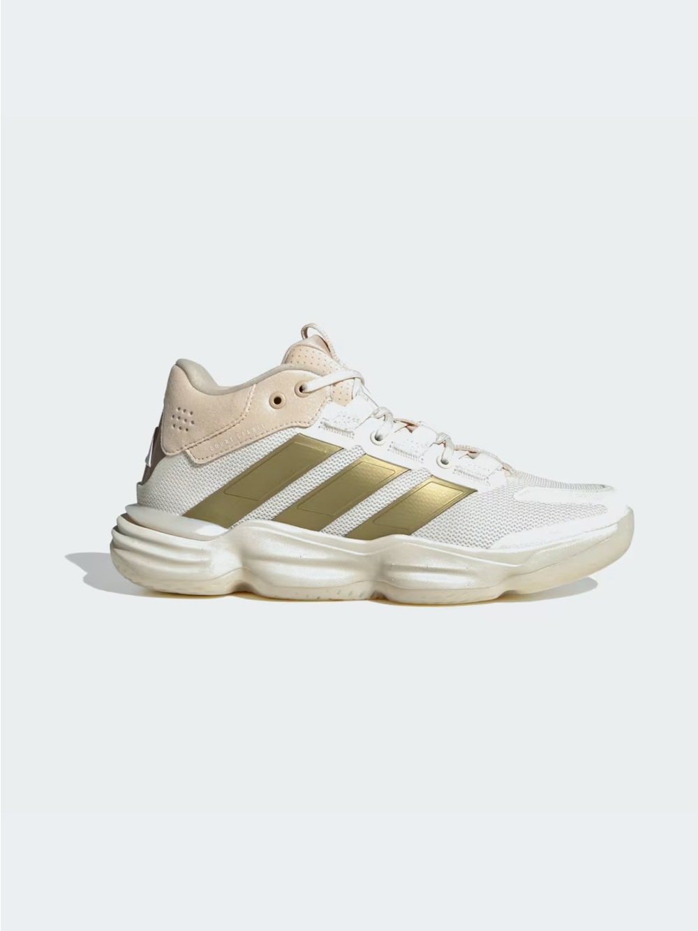 adidas Kids White Sneakers with Gold Stripes